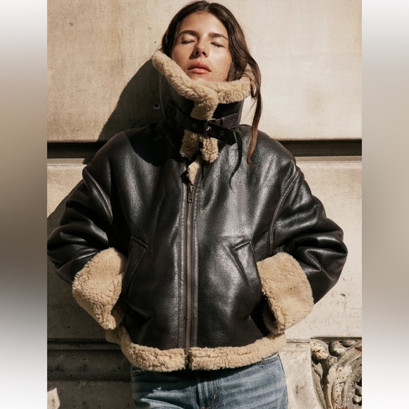 Zara Double-Faced Faux Leather Biker Size small NWT - Picture 2 of 15